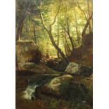Worthington Whittredge (American, 1820-1910), "Kaatskill (Catskill) Creek," oil on canvas, signed