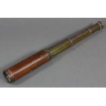 J.T. Coppock Ltd., London, leather-lined brass telescope circa 1860, 17.75"l extended. Provenance: