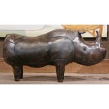 Abercrombie & Fitch large leather rhinoceros footstool, 21"h x 41"l. Provenance: Property from the