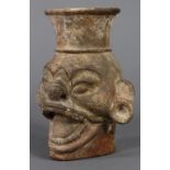 Pre-Columbian low-fired clay figural vessel, Zapotea Culture, Central Mexico, circa AD 500-900,