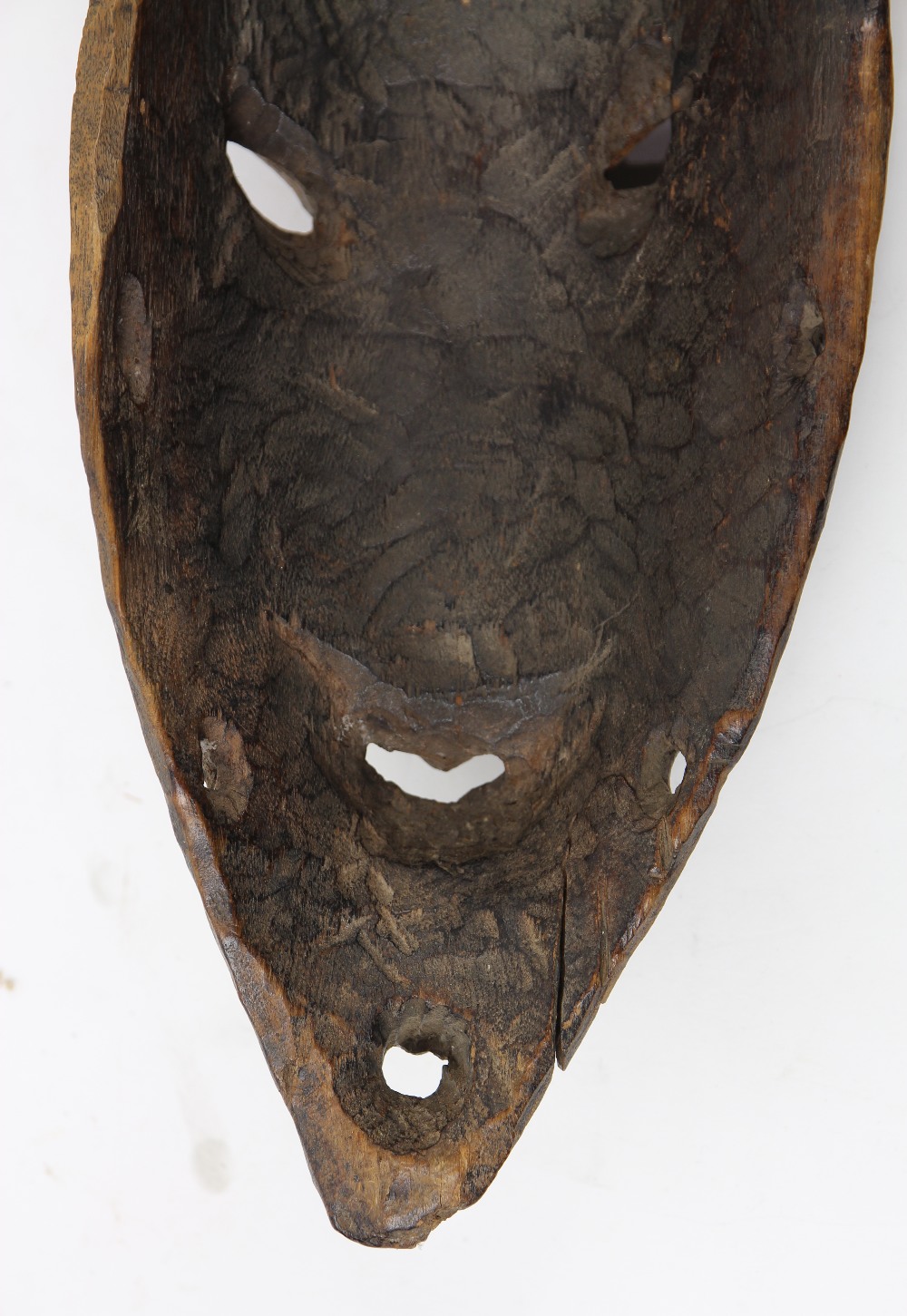 Papua, New Guinea old and much used heavy, thick carved wood mask, heavily patinated on back, - Image 3 of 4