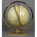 (lot of 5) Celestial globe, 20th Century, the rotating sphere having latitudinal and longitudinal