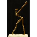 Manuel Carbonell (American/Cuban, b. 1918), Abstract Female Figure, bronze sculpture on marble base,