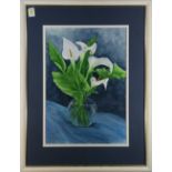 Mary Ann Hanretty (American, 20th century), "Lilies Indigo," watercolor, signed lower right, overall