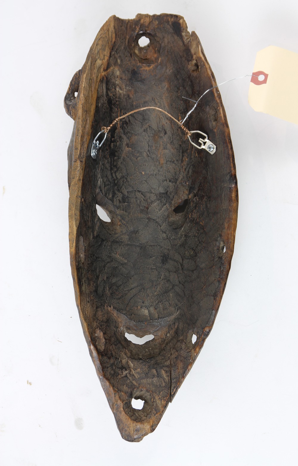 Papua, New Guinea old and much used heavy, thick carved wood mask, heavily patinated on back, - Image 2 of 4