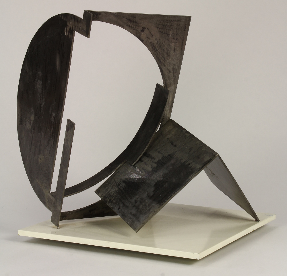 Fletcher Benton (American, b. 1931), Untitled, steel sculpture, overall (mounted on white ceramic - Image 2 of 4