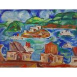 James McCray (American, 1912-1993), "By the Bay," oil on canvas, signed verso, canvas: 19"h x 25.5"