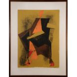 Marino Marini (Italian, 1901-1980), "Cavalier sur Fond Ochre," circa 1957, color lithograph,