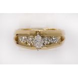Diamond and 14k yellow gold ring centering (1) marquise-cut diamond, weighing approximately 0.25
