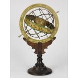 Ptolemaic Armillary Sphere, having pasteboard with applied engraved paper calibrations, and rising