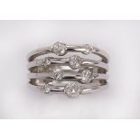 Diamond, 14k white gold ring featuring (8) full-cut diamonds, weighing a total of approximately 0.80