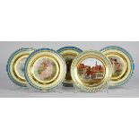 (lot of 5) Continental porcelain group including four Royal Vienna style cabinet plates, each having