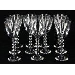 (lot of 11) Baccarat crystal red wine glasses, in the Vega pattern, each having a geometric tiered