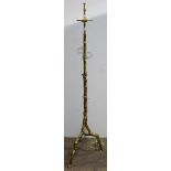 Italian cast bronze floor lamp, the two-light fixture surmounting a naturalistic branch form