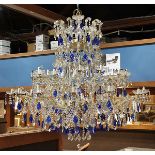 Monumental tiered crystal ballroom chandelier, the (24) lights each with cascading crystal swags