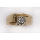 Diamond and 14k yellow gold ring featuring one round brilliant-cut diamond, weighing approximately