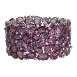 Verdura Spinel, diamond and 18k white gold bracelet composed of (69) oval shaped and (14) pear