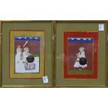 (lot of 3) Group of Indian miniature paintings: the first with a man sitting on the horse followed