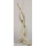 Pair of African antelope horns, one mounted to a lucite base, 26.5"h