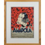 Vintage Italian Movie Poster, "Amapola Tango Criollo," lithograph in colors, overall (with frame):