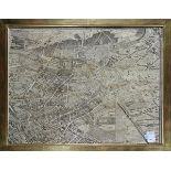 (lot of 4) 19th century maps of different sections of Paris, overall (framed/each): 21.5"h x 27.25"