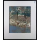 (lot of 2) Dennis Frings (American, b. 1945), Untitled Landscape, monoprint with pastel on paper,