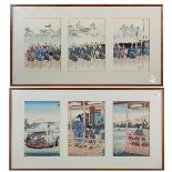 (lot of 4) Japanese woodblock prints: Yoshu Chikanobu (1838-1912), Meiji period, woodblock prints