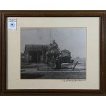 "S.P Engine House-Pacific Grove, CA. with Engine #1372," 20th century, photograph, unsigned,