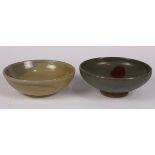 (lot of 2) Chinese Jun-type cearmic bowl, with a purple splash to the interior; together with a