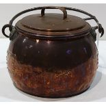 Continental copper hollowware pot, 19th Century, having a hand-forged iron handle, together with