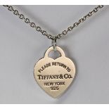 Tiffany & Co sterling silver "Return to" heart necklace featuring one heart shaped "return to