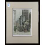 Josef Eidenberger (Austrian, 1899-1991), "San Francisco, California Street," color etching, pencil