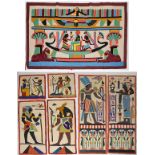 (lot of 6) Egyptian Revival tapestries depicting various scenes, largest: 34"h x 56"w