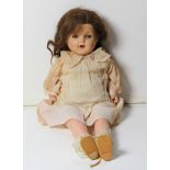 Vintage composition and cloth body doll with sleep eyes and open mouth, 20"l
