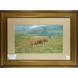 Hamilton Irving Marlatt (American, 1867-1929), Sheep in a Pasture, watercolor on paper, signed lower