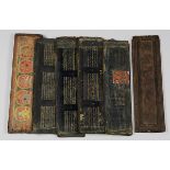 Himalayan Buddhist manuscript, the wooden covers painted with the Buddha of the Five Directions, the