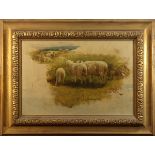 Aaron Draper Shattuck (American, 1832-1928), "Sheep in the Field," circa 1870, oil on board,