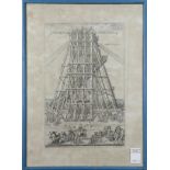 (lot of 4) Italian School (18th century), "Castello Composto di Legnami Che Serbi per Levare d'Opera