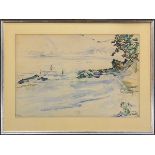 Joseph Raphael (American, 1869-1950), "Bay of Rapallo," watercolor on paper, signed and titled lower