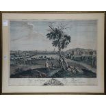 French School (18th century), "Vue du Nouveau Palais Royal," 1771, engraving with hand-coloring,