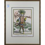 French School (20th century), "Habit de Jardinier," hand-colored etching, overall (with frame): 24"h