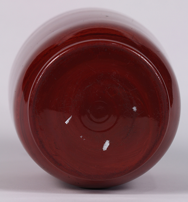 Chinese Peking glass vase, imitating the colors of realgar, the a short trumpet neck, above a - Image 5 of 6