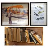 One bin of framed images relating to flight and pilots including Paul Skylar, Noel Hops, Steve