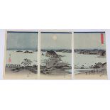 (lot of 3) Utagawa Hiroshige (Japanese, 1797-1858), 'Moon over Kanazawa', 1857, woodblock print