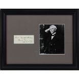 Framed Oliver Wendell Holmes signature and photograph; Holmes was an associate Justice of the