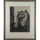 French School (19th century), "Rue Coron," 1883, engraving, plate signed E. Nicolls lower right,