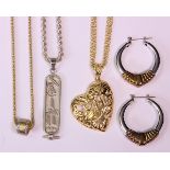 (Lot of 4) Diamond, sterling silver, silver-gilt and metal jewelry comprised of (1) diamond and