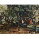 Marjorie Stevens (American, 1902 - 1992), The Tool Shed, watercolor on paper, signed lower left,