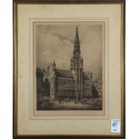 Continental School (19th century), Cathedral, pencil signed lower right, overall (with frame): 19"