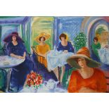 (lot of 2) "Paris Cafe II," serigraphs, each titled indistinctly "William D. " lower right, each